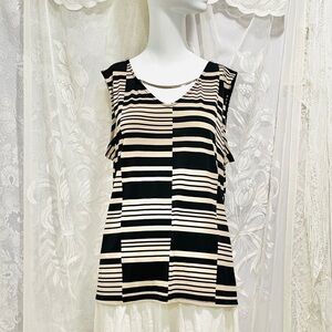 Dana Buchman Black Geometric Abstract Pattern Sleeveless Blouse